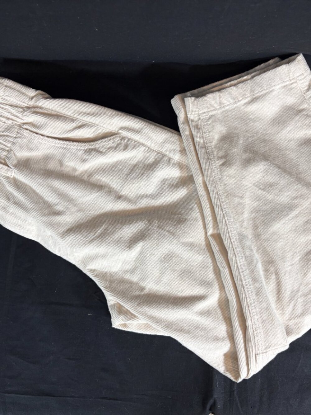 AE Stretch Corduroy Super High-Waisted Paper Bag Barrel Pants - Cream Size 4 - Picture 7 of 7